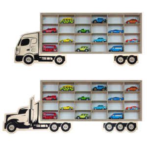 Zestaw 2 Półek - Ciężarówka z Przyczepą – Drewniane Półki na Resoraki - Hot Wheels - Matchbox