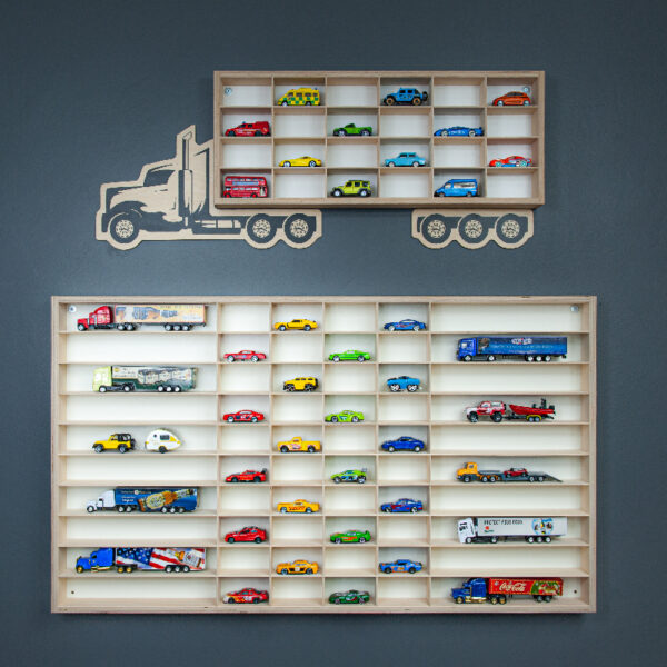 Zestaw 2 Półek - Ciężarówka z Przyczepą – Drewniane Półki na Resoraki - Hot Wheels - Matchbox - obrazek 4