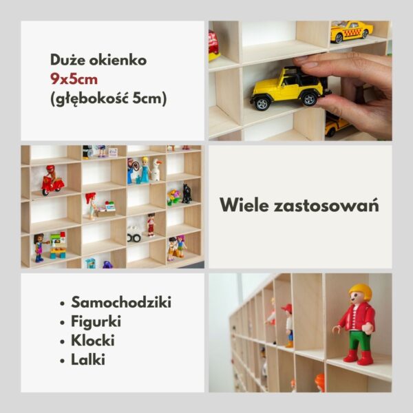 Drewniana półka na resoraki w kształcie TIRA – idealna na Hot Wheels, Matchbox, SIKU, LEGO, figurki i inne kolekcje - obrazek 5