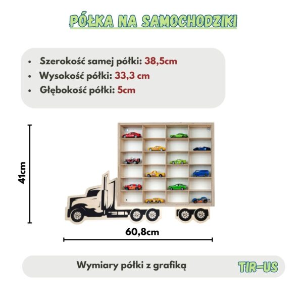 Drewniana półka na resoraki w kształcie TIRA – idealna na Hot Wheels, Matchbox, SIKU, LEGO, figurki i inne kolekcje - obrazek 4