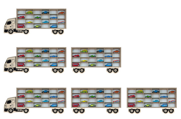 Zestaw 2 Półek - Ciężarówka z Przyczepą – Drewniane Półki na Resoraki - Hot Wheels - Matchbox - obrazek 3